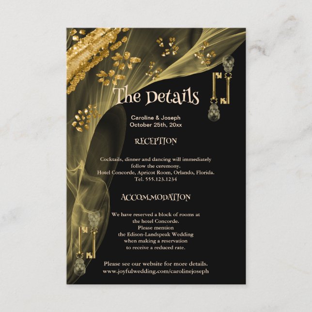 Spooky Halloween Scary Skull Guld Nycklar Tilläggskort (Framsida)