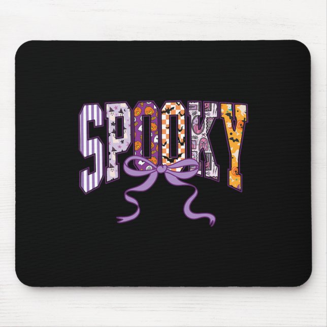 Spooky Halloween Shirt Cute Spöken Pumpkins Bow Wo Musmatta (Framsidan)