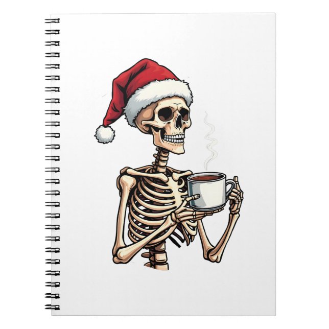 Spooky Halloween Sipping Coffee jultomten Anteckningsbok (Framsidan)