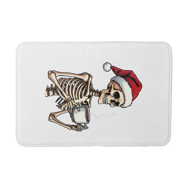 Spooky Halloween Sipping Coffee jultomten Badrumsmatta (Framsidan)