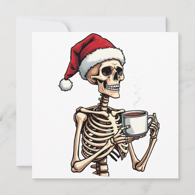 Spooky Halloween Sipping Coffee jultomten Inbjudningar (Framsida)