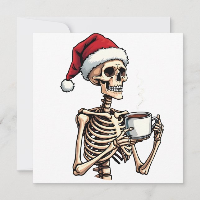 Spooky Halloween Sipping Coffee jultomten Tack Kort (Framsida)