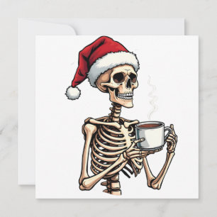 Spooky Halloween Sipping Coffee jultomten Tack Kort