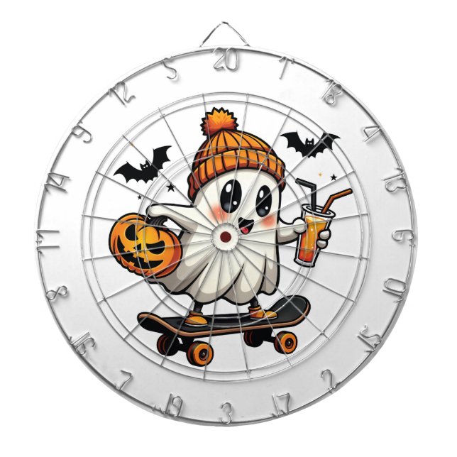 Spooky Halloween Skating Pumpkin Spice Ghost Fall Darttavla (Framsidan)