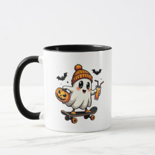 Spooky Halloween Skating Pumpkin Spice Ghost Fall Mugg