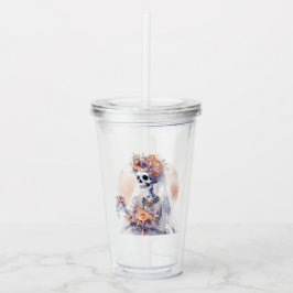 Spooky Halloween Skeleton Acrylic Tumbler Take Away Mugg