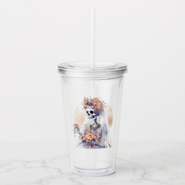 Spooky Halloween Skeleton Acrylic Tumbler Take Away Mugg (Framsida)