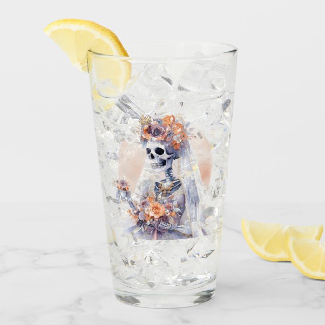 Spooky Halloween Skeleton Glass Kopp (Framsida Ice)
