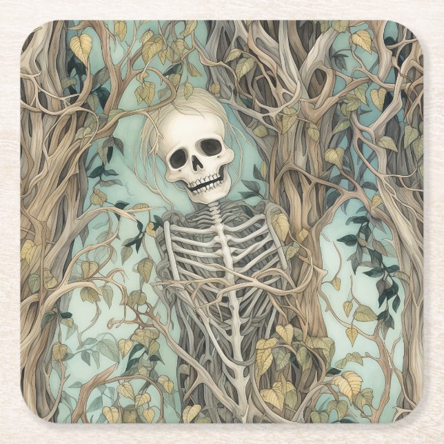Spooky Halloween Skeleton Party Papper Underlägg (Framsidan)