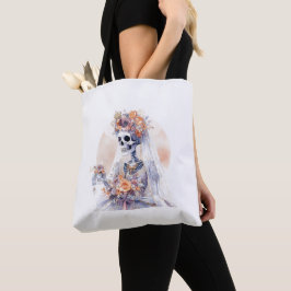 Spooky Halloween Skeleton Tote Bag Tygkasse
