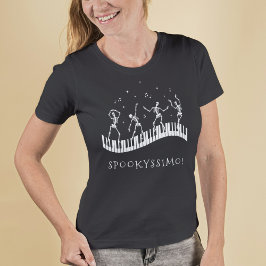 Spooky Halloween Skeletons Music Teacher T-Shirt