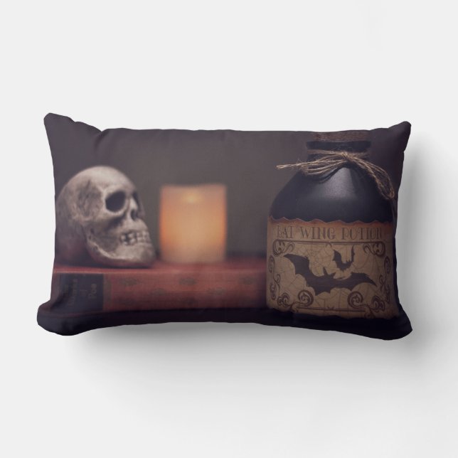 Spooky Halloween Skull och Jug Lumbarkudde (Framsida)
