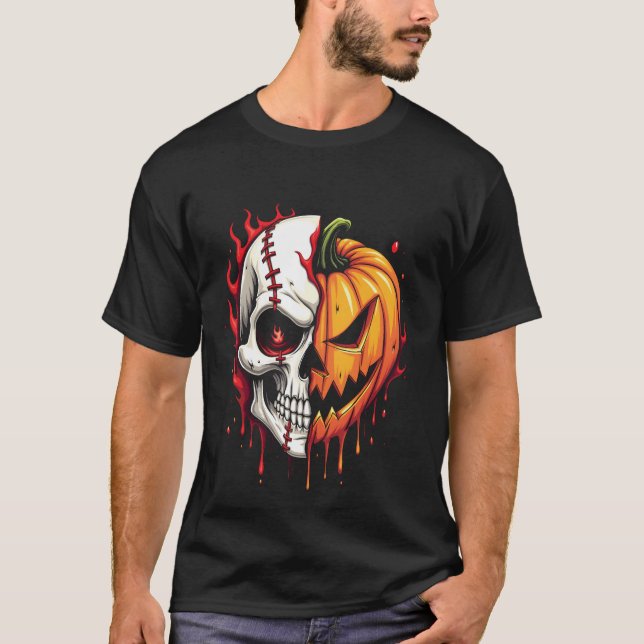 Spooky Halloween Sleleton Pumpkin Pastel Goth T Shirt (Framsida)