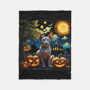 Spooky Halloween Sphynx Starry Natt Fleecefilt