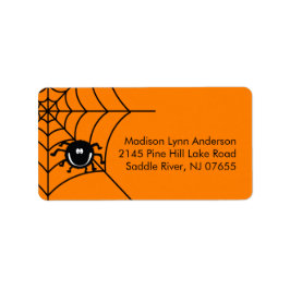 Spooky Halloween Spider-Returetiketter. Adressetikett