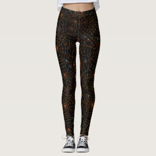 Spooky Halloween Spindelnät Black Orange White Leggings
