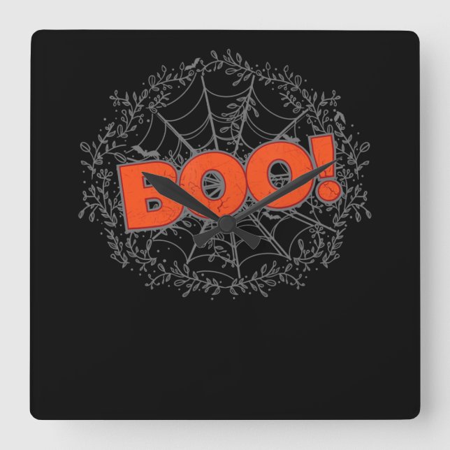Spooky Halloween Spindelnät Boo Gift Idea Fyrkantig Klocka (Framsida)