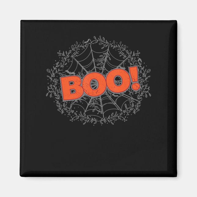 Spooky Halloween Spindelnät Boo Gift Idea Magnet (Framsidan)