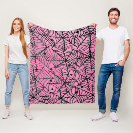 Spooky Halloween-Spindelnät på Rosa Fleecefilt