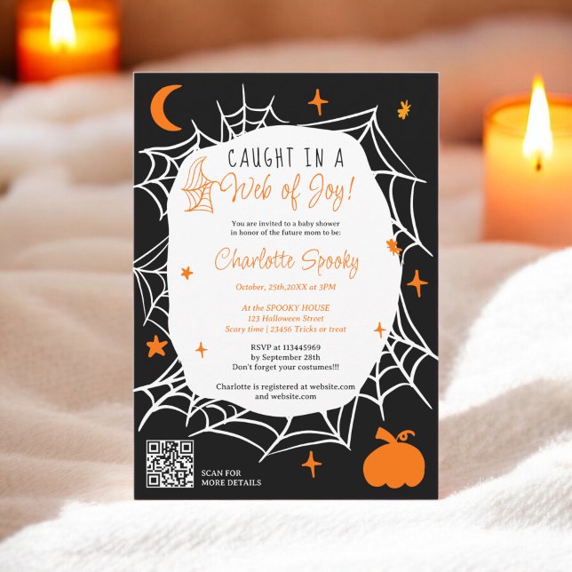 Spooky Halloween Spindelnät söt babydusch Inbjudningar (Spooky Halloween Spider web cute baby shower Invitation)