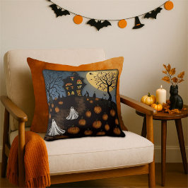 Spooky Halloween Spöken Pumpkin Patch Kudde