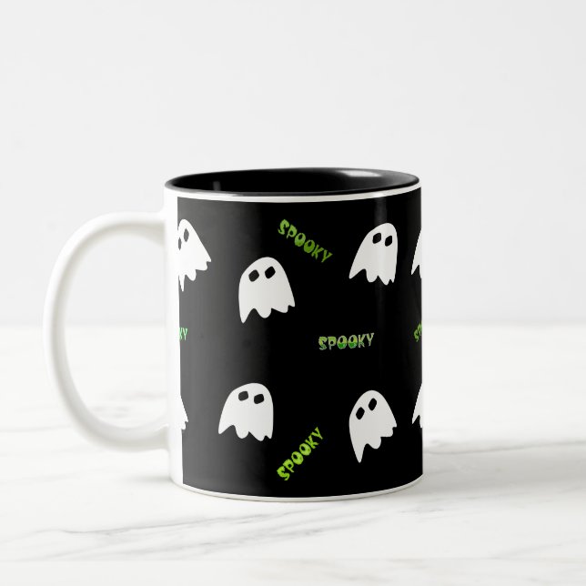 spooky Halloween-spöket Two-Tone Coffee Mugg (Vänster)
