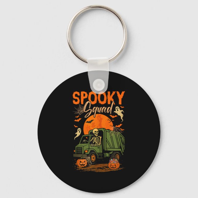 Spooky Halloween Squad Skeleton Driving Sopor Tr Nyckelring (Framsida)