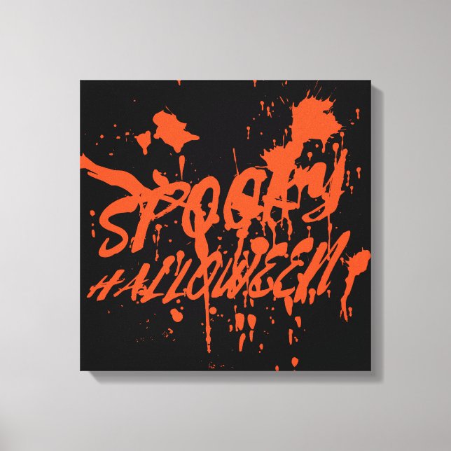 Spooky Halloween Stänk Retro Red Orange Horror Canvastryck (Framsida)