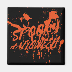 Spooky Halloween Stänk Retro Red Orange Horror Magnet