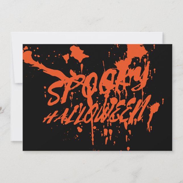 Spooky Halloween Stänk Retro Red Orange Horror Meddelande (Framsida)