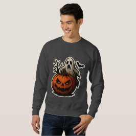 Spooky Halloween Sticker Lång Ärmad Tröja