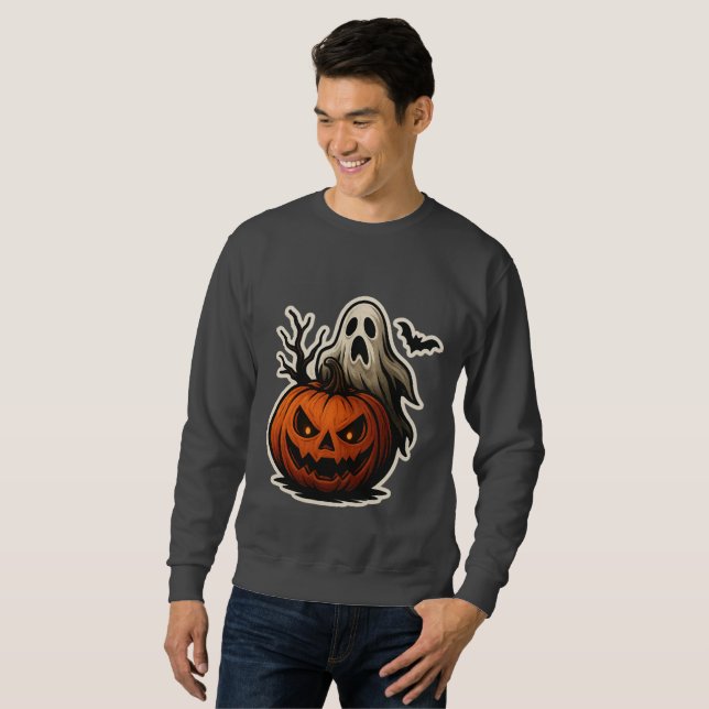 Spooky Halloween Sticker Lång Ärmad Tröja (Hel framsida)