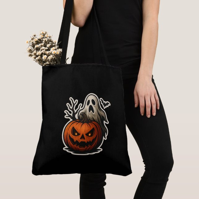 Spooky Halloween Sticker Tygkasse (Närbild)