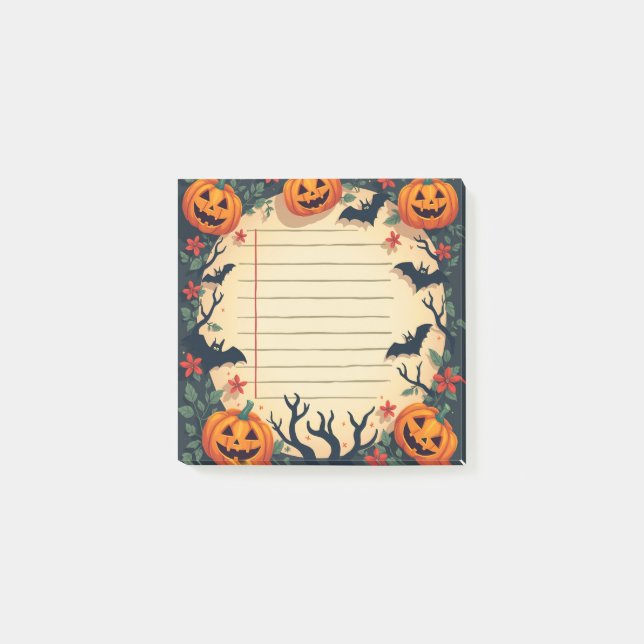 Spooky Halloween Sticky Notes with Pumpkins&Fladde Post-it Block (Framsida)