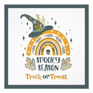 Spooky Halloween-symboler mönster Fototryck