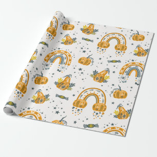 Spooky Halloween-symboler mönster Presentpapper