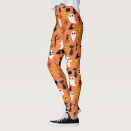 Spooky Halloween-symboler sömlös mönster Leggings