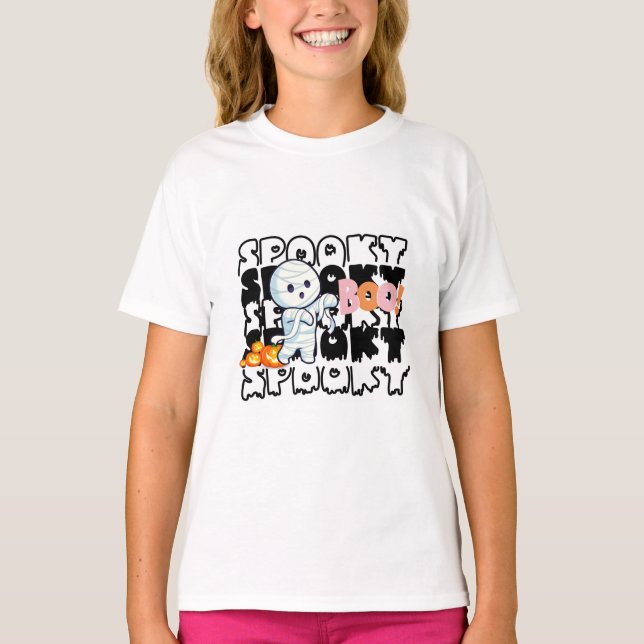 Spooky Halloween T-Shirt - Cute Mummy, Grim Reaper (Framsida)