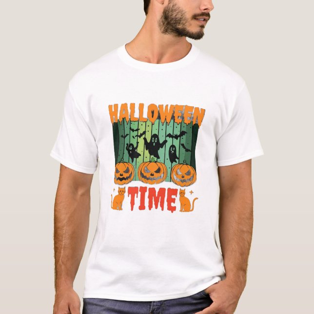 Spooky Halloween T‑Shirt – Ghostly Typography for  T Shirt (Framsida)