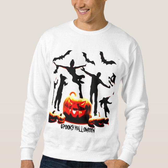 Spooky Halloween T-Shirt Lång Ärmad Tröja (Framsida)