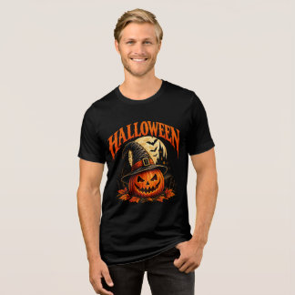 Spooky Halloween T-Shirt – Pumpkin, Bats & Haunted