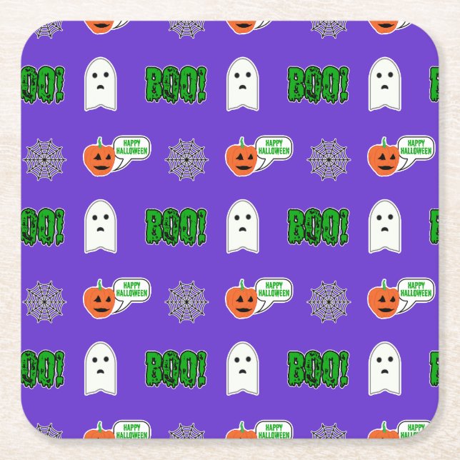 Spooky Halloween Theme Underlägg Papper Kvadrat (Framsidan)