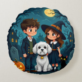 Spooky Halloween Throw Pillow Rund Kudde