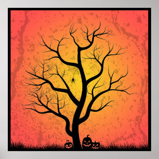 Spooky Halloween Träd Poster