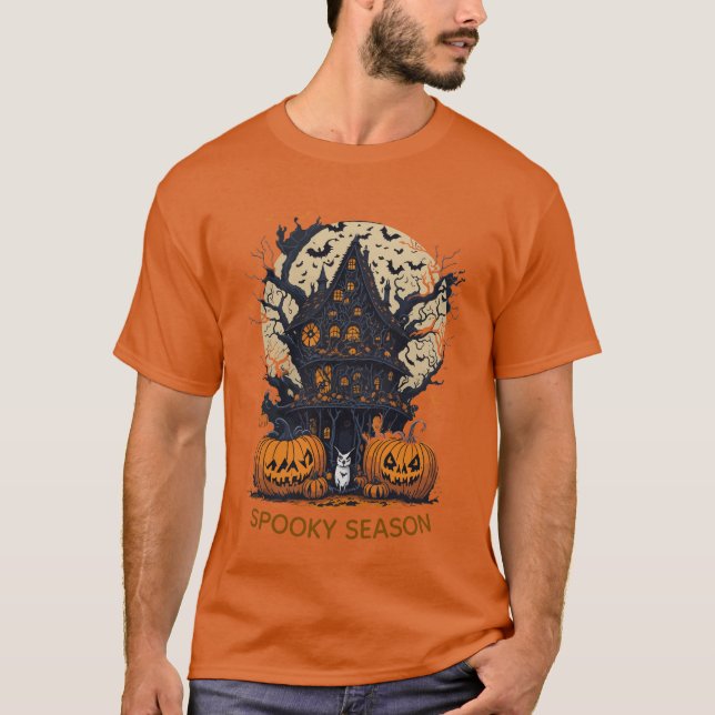 Spooky Halloween Treehouse Manar-Shirt T Shirt (Framsida)