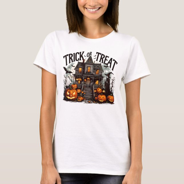 Spooky Halloween-trick-or-treat night T Shirt (Framsida)