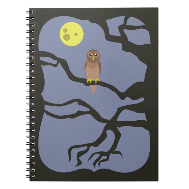 Spooky Halloween Uggla Anteckningsbok Med Spiral (Framsidan)