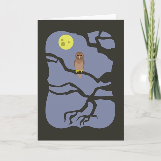 Spooky Halloween Uggla Kort (Framsida)