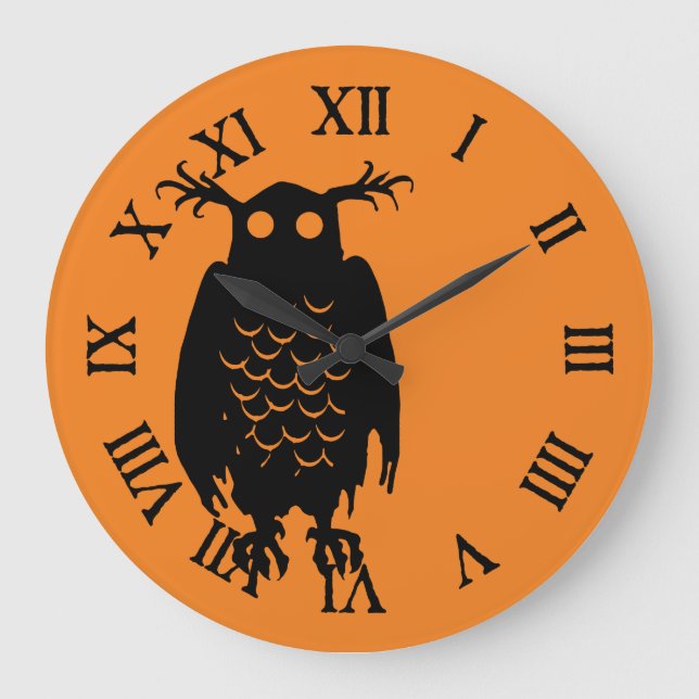 Spooky Halloween uggla Stor Klocka (Framsida)