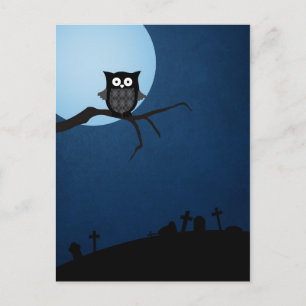 Spooky halloween uggla vykort